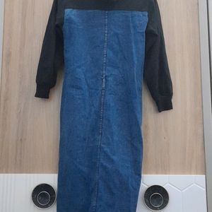 Cute Korean Street Denim Dress With Hoodie