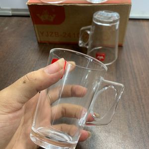 130ml Coffee Cup With Handle Set Of 6 - Glass