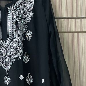 Black Chikankari Kurta