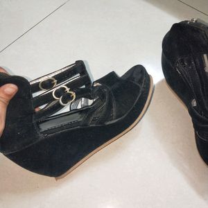 Black Velvet Wedges