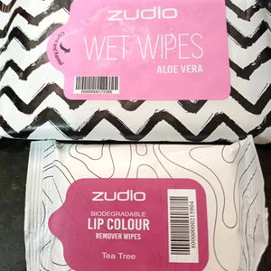 Zudio Wet Wipes& Zudio Lip Colour Removal Wet Wipes , Face Cleaning Under 200 Coins , Facial Kit, Makeup Removal Kit , Combo Pack 2