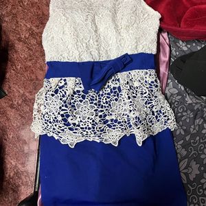 Blue White Formal Dress