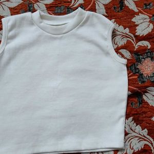 Women High Neck Top Cotton Blend White