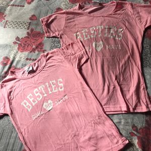 Combo Of Besties Top In Cotton Fabric Soft Pink Colour Fresh Piece Never Used 🫶🏻💕