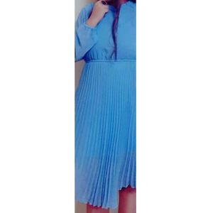 Party Wear Blue Flayered Dress