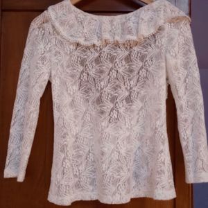 Zara Trafaluc  Mesh Tassel Lace Top 🎀