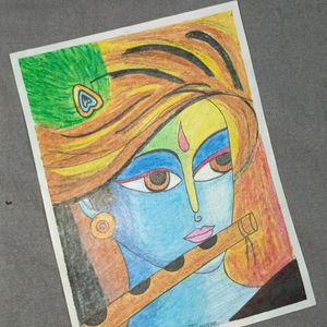 Lord Krishna's Drawing With FREE GIFT INSIDE