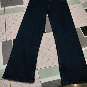 Dark Blue Straight Jeans For Women Girls