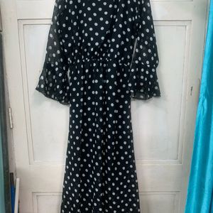 Black and White Polka Dots Maxi Dress