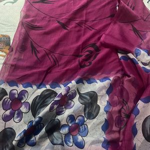 Mauve Saree With Floral Prints