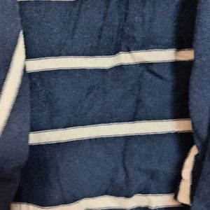 Navy Blue Striped Shrug