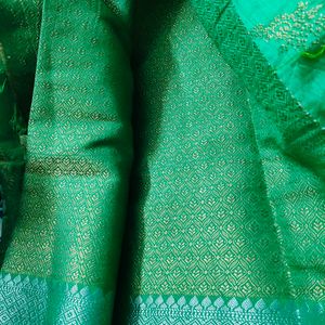 Raw Silk Green Saree