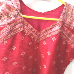 Beautiful Red Cotton Silk Kurta