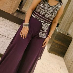 Party Wear Palazzo With Crop Top And Dupatta Set