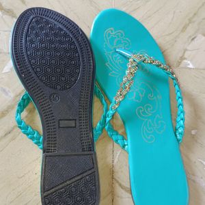 Sea Green Colour Sandals For Women And Girls