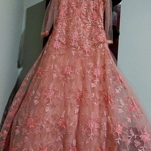 Full Pearl Work Net Gown