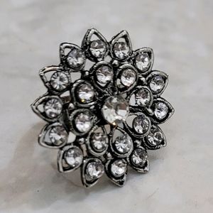 Silver Ring With White Stones