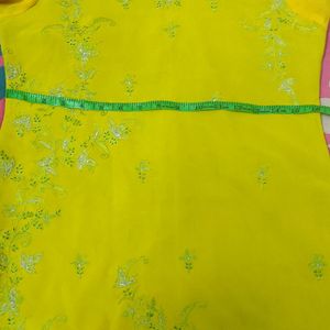 Yellow green embroidery kurta