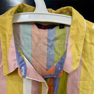 Lifestyle Multicoloured Shirt style crop top