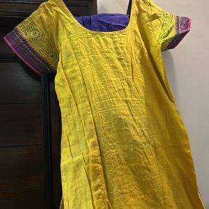 Half Sleve Full Work Kurta With Plain Salwar