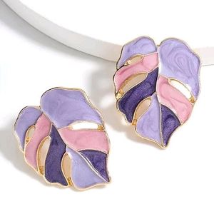 Purple Palm Tree Leaves Earrings