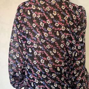 Balloon Sleeved Floral Shirt