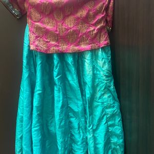 Beautiful Cyan And Pink Skirt Top