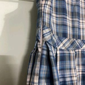 Blue Checked Frock With Concealed Zipper