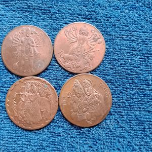 4 Old Coins Of Gods Two Anna 1818