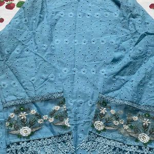 Trendy Pakistani Straight Kurti Set  Ocean Blue 💙