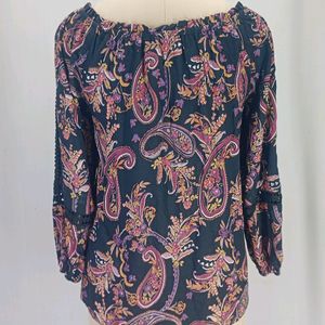 New Paisley Print Lace Top