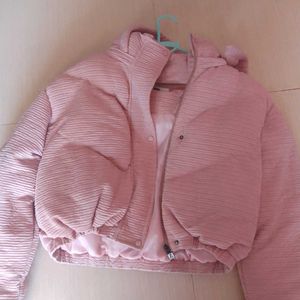 Pinkish Peach Coloured Puffer Jackets