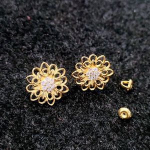 Giva 925 Silver Gold Plated Flower Earing