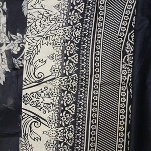 Cream Black Print Cotton Pakistani Dress