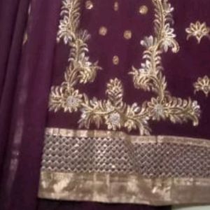 Machine Embroidery With Kundan