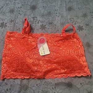 Red Net Bra Top With Pad Inside