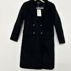 Fable street Double Breasted Overcoat Black