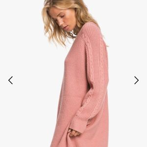 Roxy Oversized Jumper Sweater Dress Dusty Pink