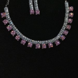 Stones Ad Diamond Necklace Set