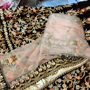 Bridal Coffee Colour Velvet Lehnga