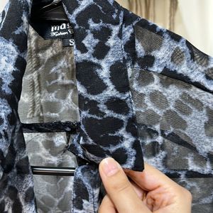 MAYRA- Black Animal Print Sheer Shirt