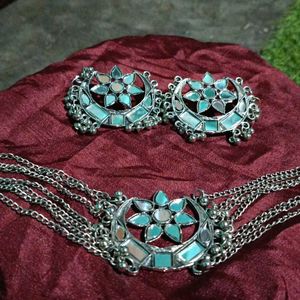 Very Beautiful Mirror Necklace With Earrings