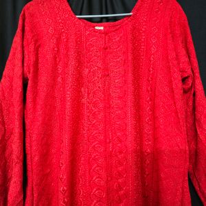 Dark red kurta in cotton.