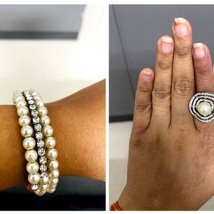 Pearl Bracelet & Ring Combo 💍