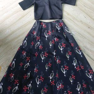 BLACK ETHNIC DRESS with RED FLOWERS