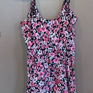 H& M Divided Mini Floral Ruffle Slip Dress