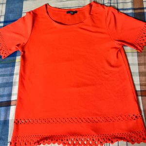 Vibrant Orange-Coral Party/Casual Wear Top