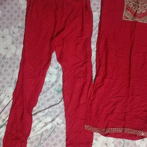 Pack Of 2 Kurti And Bottomwear Set Red & Pink