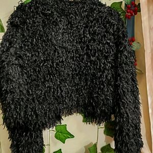 Shein Furry Lightweight Black Shacket