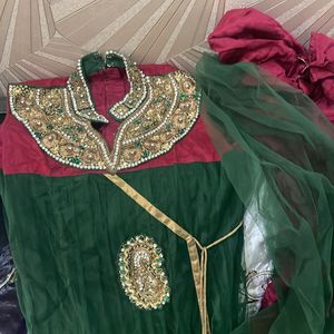 Green Easy To Carry Anarkali Dress